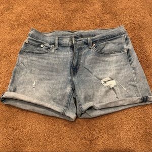 Levi’s Light Wash Distressed Denim Shorts